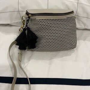 Kempton & Co Cream and Black Polka Dot Mini Windbourne Super Perf Crossbody Bag